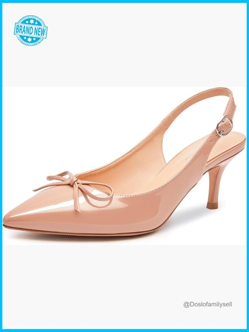 Slingback Kitten Heels Bow Pointed Toe Stilettos Pumps Low Heel Wedding Party